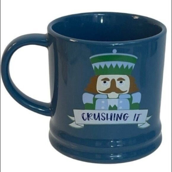 Nutcracker CRUSHING IT  Mug porcelain blue funny Threshold Coffee Mug 14 fl oz - Picture 8 of 9